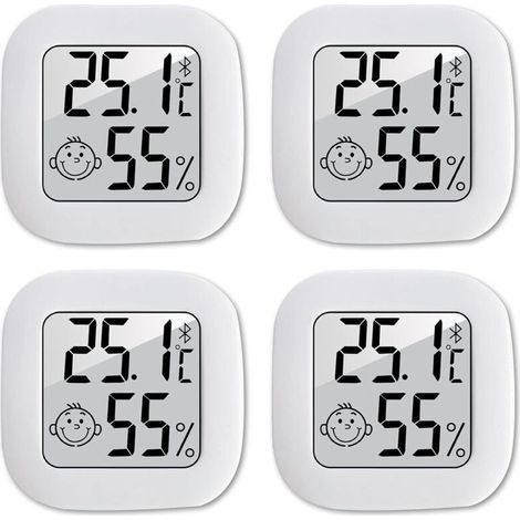 Thermomètre Hygromètre Numérique Intérieur Précis – 4 Pièces Portables pour Chambre Bébé, Salon, Vestiaire et Entrepôt (-50 à 70 °C) (1/5)