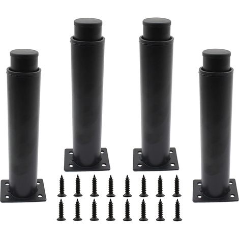 Set mit 4 verstellbaren Metallmöbelfüßen, höhenverstellbar von 0 bis 140 mm, für Küchenschränke, Betten und Tische – Schwarz