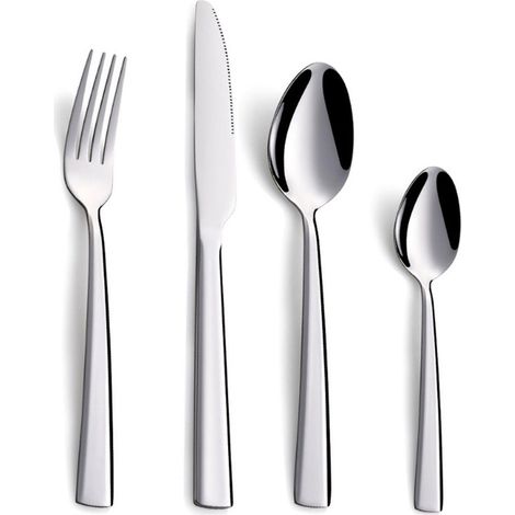 Ménagère 45 pièces - Acier inoxydable - Pour restaurant et maison - 45 pièces - Famille + Noir (1/5)