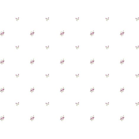 papier peint fleurs vert grisé, violet et blanc - Sanders & Sanders (1/2)