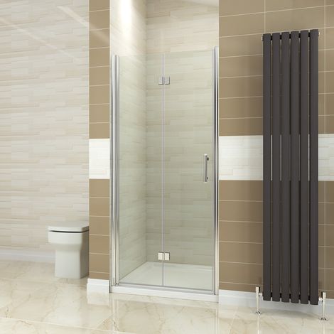 900x1500mm ELEGANT Bi-Fold Shower Door Glass Shower Enclosure Reversible Folding Cubicle Door with Rectangular SMC Tray and Waste Trap (1/5)