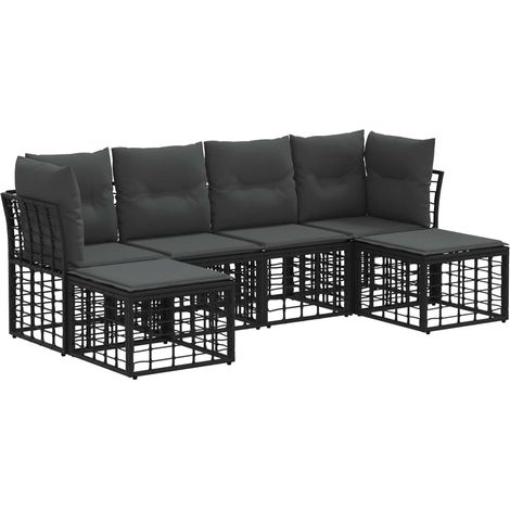 Conjunto de sofás de exterior Negro Poliéster vidaXL