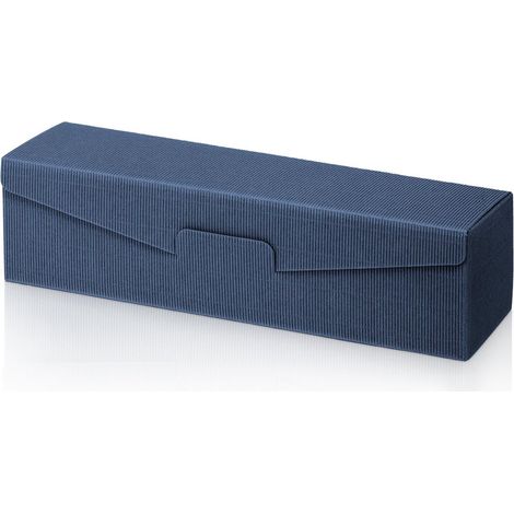 50 x Präsentkarton für 1 Flasche 380x95x90 mm offene Welle Blau (1/2)