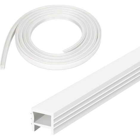 Profilé LED 3 m en silicone pour panneaux acoustiques, bande LED flexible blanche, diffuseur de canal, couverture DIY pour bandes LED pour plafond, mur, placard, éclairage (20 x 10 mm, 3 m, sans (1/5)