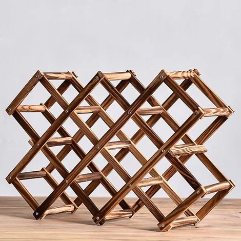 Rack À Vin - Étagère En Bois Massif Pin - Support Pour 10 Bouteilles - Design Pliable - Pour Salon Ou Salle À Manger (1/2)