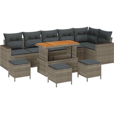 Garden Sofa Set 10 pcs Grey Poly Rattan vidaXL (1/5)