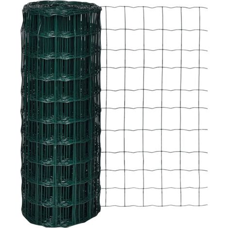 Clôture Euro 10 x 1 m, grillage en acier avec revêtement PVC, maille 100 x 100 mm, clôture de jardin résistante à la rouille et aux UV, pour animaux et délimitation de propriété, vert (1/5)