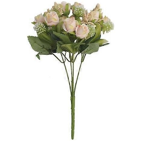 Bouquet de roses artificielles réalistes avec tiges, 15 têtes, décoration de salon, fleurs artificielles attrayantes à réaliser soi-mêmeChampagne (1/5)