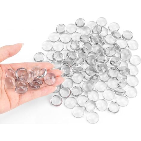 Lot de 110 galets en verre transparent pour vases, pierres précieuses en verre transparent avec fond plat, pierres précieuses décoratives pour vases, décoration d'intérieur, loisirs créatifs (1/5)