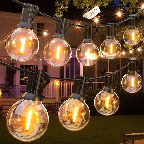 Guirlande guinguette 15 m avec 25 ampoules G40 E12 en plastique, IP65, lumière décorative pour jardin, terrasse, balcon et bistrot (1/5)