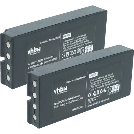 vhbw 2x Batterie compatible avec Ikusi IK3 transmitters, Berlinde, IK3, GH opérateur télécommande industrielle (2500mAh, 4,8V, NiMH)
