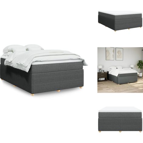 Sommier à lattes de lit avec matelas Gris foncé 140x190cm Tissu - Sommier À Lattes De Lit - Sommiers À Lattes De Lit - Lit - Meuble De Chambre À Coucher (1/5)