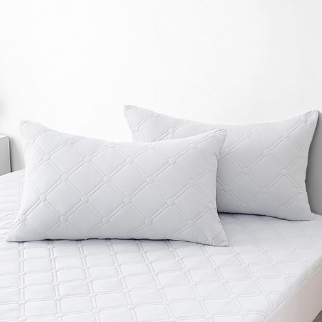 Taie d'oreiller Imperméable 50x80 Cm Lot De 2, Housse De Coussin Doux Anti-Acariens Anti Tâches, avec Fermeture par Enveloppe, Protege Oreiller Résistant Et Hypoallergénique, Blanc (1/5)