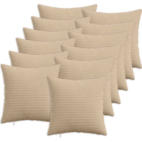 Housse de coussin 12 pcs HEERLEN Taupe 50 x 50 cm – canapé