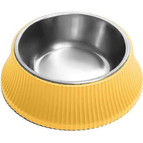 Comedero y bebedero de acero inoxidable para perros con base de goma. (1/4)