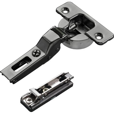2 x Salice Topfband Serie 700 Titanium anthrazit mit Dämpfer im Topf 110° T48 Mittelanschlag inkl. Linear-Montageplatte Höhe 3 mm mit Euroschrauben und Exzenterverstellung Möbelscharnier von SOTECH (1/5)