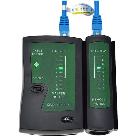 Testeur de Câbles Réseau RJ11 RJ12 RJ45 Testeur de Câbles Réseau RNIS Testeur de Câbles Patch - Noir