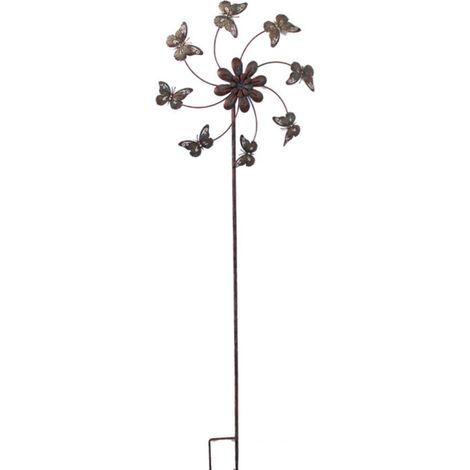 Déco de jardin Papillons à vent 140cm en métal