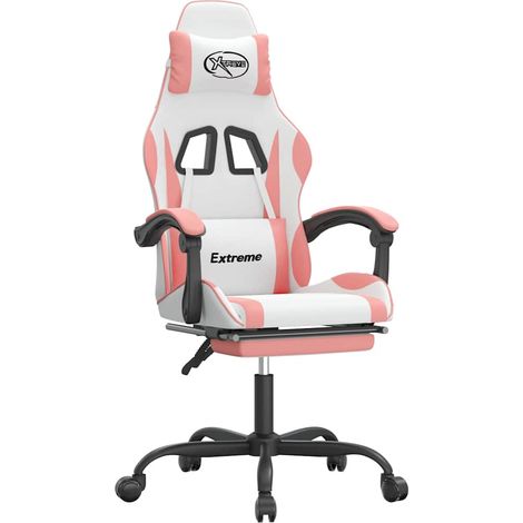 Maison Exclusive - Sedia da Gaming con Poggiapiedi Bianco e Rosa in Similpelle (1/5)