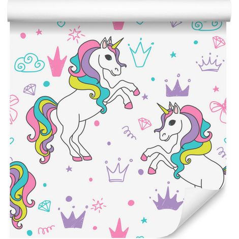 Carta da parati con unicorni colorati per soggiorno e camera da letto, 50x1000 cm (1/5)