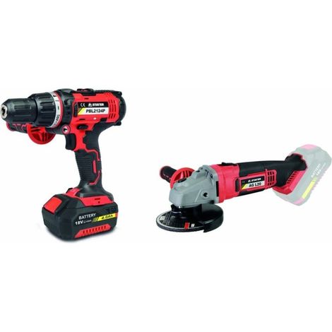 TALADRO PERCUTOR+AMOLADORA A BATERIA PBL2124+AGL20 18 V 2 BATERIAS 4.0 AH+Ø 115 MM - 0001 . 002319 (1/2)