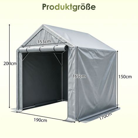 Geräteschuppen 190x170x200cm, Fahrradgarage, Geräteschuppen, Garagenzelt, Gartenhaus Lagerzelt Fahrradschuppen Werkzeugzelt Lagergarage, dunkelgrau (1/5)