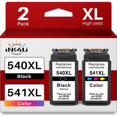 540XL 541XL Cartouches d'encre à Haut rendement Couleurs et Noir Compatibles pour Canon PG 540XL CL 541XL Compatibles pour MG3600 MG3550 MG4250 MG2250 TS5150 TS5151 MX475 (1/5)