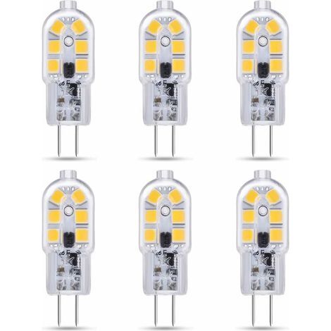 LaBlanc – 6er-Set G4 LED 2 W 12 V AC/DC Kaltweiß 6000 K für Dunstabzugshaube, 200 lm, entspricht G4 10 W 20 W Halogenlampe, nicht dimmbar, Bi-Pin-LED G4 12 V für Kronleuchter/Wohnmobil
