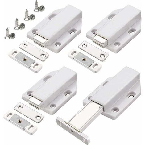 Push to Open 4 Pièces Push Open Poussoir Porte Placard Aimant Fermeture pour Armoire Tiroir Systeme Loquet Magnetique Verrou Poussoir Porte Amortisseur Pour La Porte de Placard,de (1/5)
