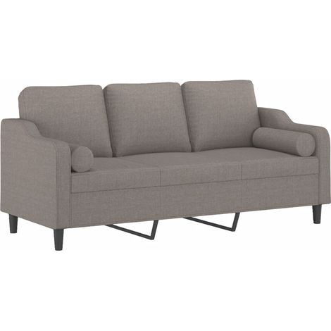 vidaXL Divano a 3 Posti con Cuscini Tortora 180 cm in Tessuto (1/4)