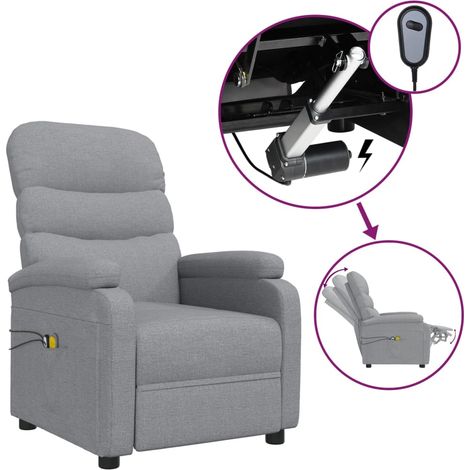 Fauteuil électrique de massage, Fauteuil de relaxation confort détente, Chaise de Salle de Séjour Gris clair Tissu ZSD94470 (1/5)