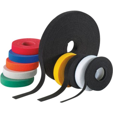 Velcro universel, 20 mm de large, rouleau de 10 m, noir