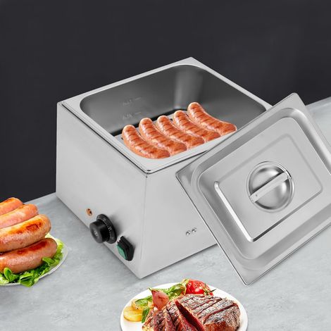 Chauffe-saucisses électrique 220 V 1300 W Hot Dog Chauffe-saucisses Chauffe-saucisses Hot Dog, capacité 10 l, réglable jusqu'à 300 °C, poignées de transport pratiques (1/5)