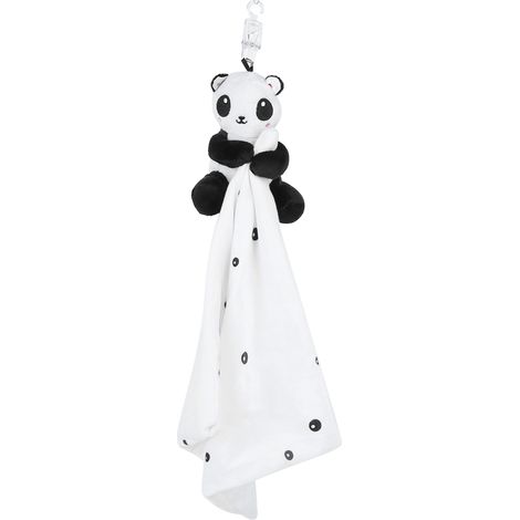 Serviette de réconfort pour bébé, peluche suspendue, ours en peluche noir et blanc, accompagnant une serviette apaisante pour bébé. (1/5)