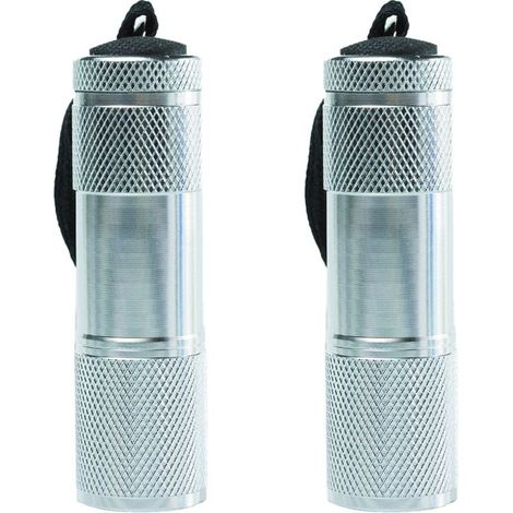 Mini lampe torche à revêtement en caoutchouc avec bandoulière, portable, idéale pour le camping et la randonnée, couleur argent.2Article (1/5)