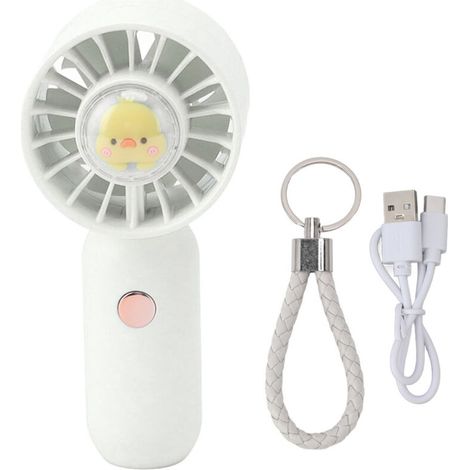 Ventilateur de Poche Rechargeable USB - Mini Ventilateur Personnel Portable avec Dragonne et Batterie 500mAh - Blanc (1/5)