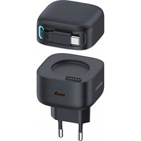 Réseau Usams Lad. 1 câble USB-C rétractable PD+QC 35 W Gan à charge rapide, noir/noir, série XMF CC202TC01 (US-CC202) (1/5)