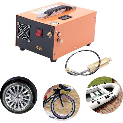 Compresseur d'air, 300W de puissance, pression de travail de 30MPa, volume d'air de 40L/min, alimentation 220V DC/12V batterie de voiture, dimensions 272513 cm (1/5)