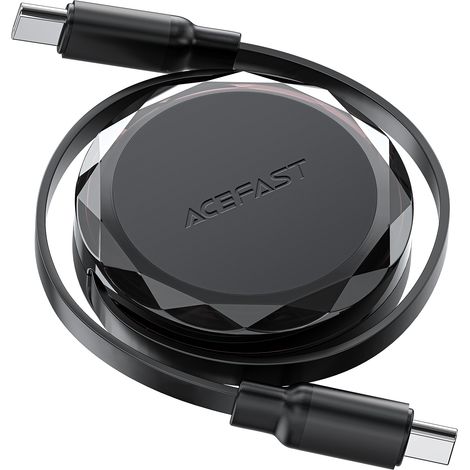 Cable USB-C retráctil con organizador de 60 W - negro (1/5)