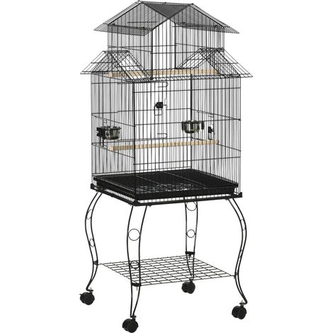 Voliera Gabbia per Uccelli 50x49x137 cm in Acciaio Nero (1/5)
