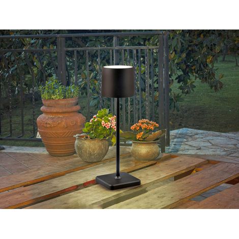 Akku LED Tischleuchte FERNANDEZ kabellos für Innen & Außen, Schwarz - H: 38cm