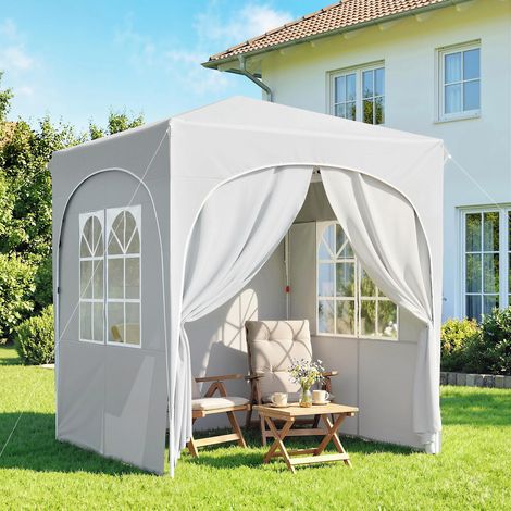 Tonnelle de gris clair jardin pop up tente pliante réglable hauteur protection uv50+ 4 parois latérales sac 2 x 2 m style élégant