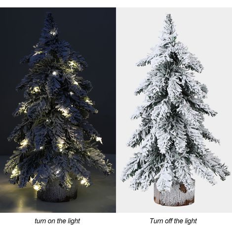 Sapin de Noël floqué de 45 cm avec lumières, mini sapin de Noël artificiel en PVC, décoration de bureau pour les fêtes. (1/5)