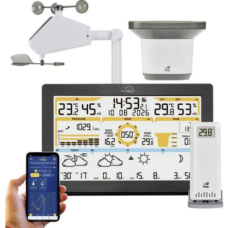 TFA Dostmann TFA.me ID-05 35.8106.01 Stazione meteo WLAN Previsione per 4 giorni Numero di sensori max. 50 (1/5)