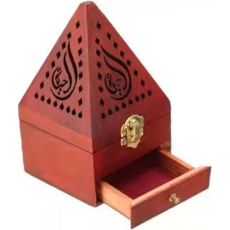 Räucherkegelhalter mit Aufbewahrungsbox – Naturholz – Großes Modell 9,3 x 9,3 x 20 cm – 1 Stück (1/5)