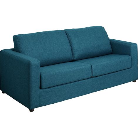 Divano letto 3 posti a ribalta Posto letto 140 cm Materasso 14 cm in Tessuto Blu - DONETO (1/5)