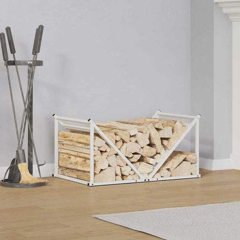Brennholzregal Weiß 70x43x34,5 cm Kaltgewalzter Stahl