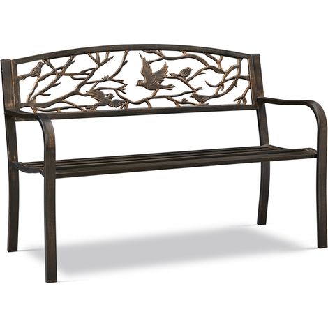 Homevive Banco de Jardín de 2-3 Plazas Diseño Parque Clásico Patio Terraza Exterior Asiento Estable 127x52x86 cm Bronce