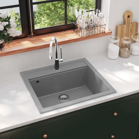 Chic Évier, Evier 1 bac,Lavabo de Cuisine en granit Bac unique Gris -69966 (1/5)