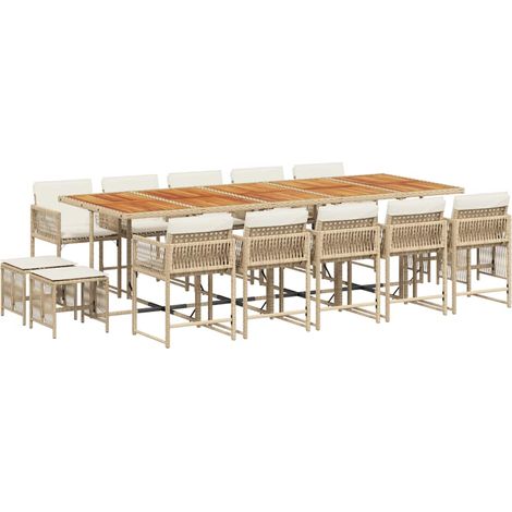 Maison Exclusive - Set comedor de jardín con cojines 15 pzas ratá (1/5)